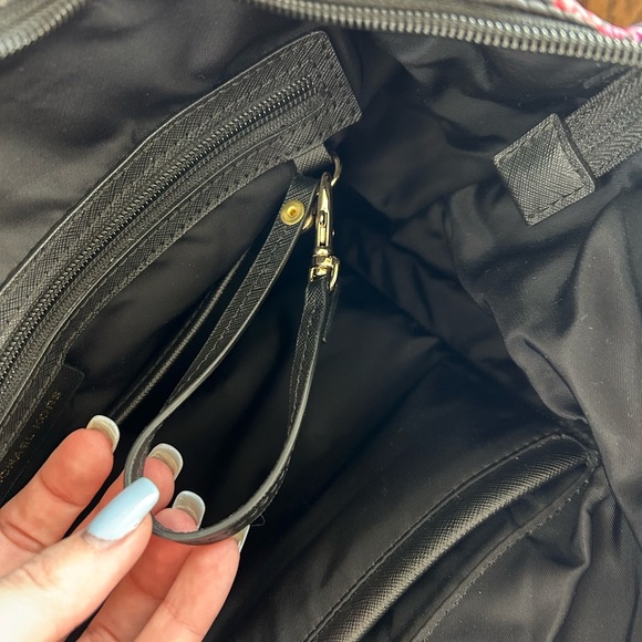 Michael Kors Kelsey Floral Printed Nylon Black Tote with Pink Design - Picture 13 of 14